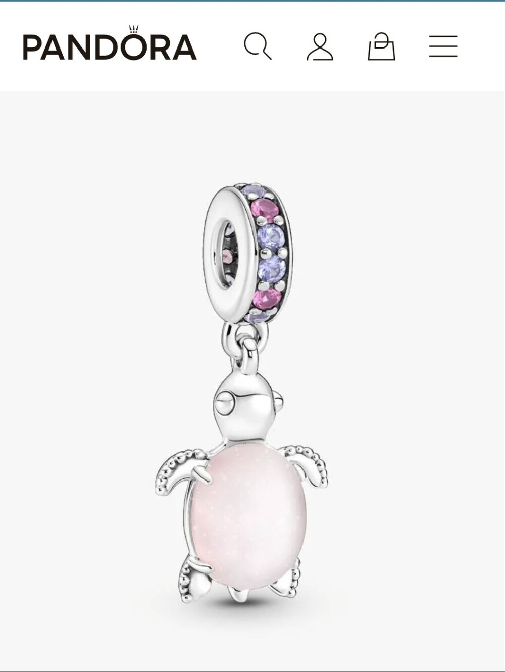 Murano Glass Pink Sea Turtle Dangle Charm